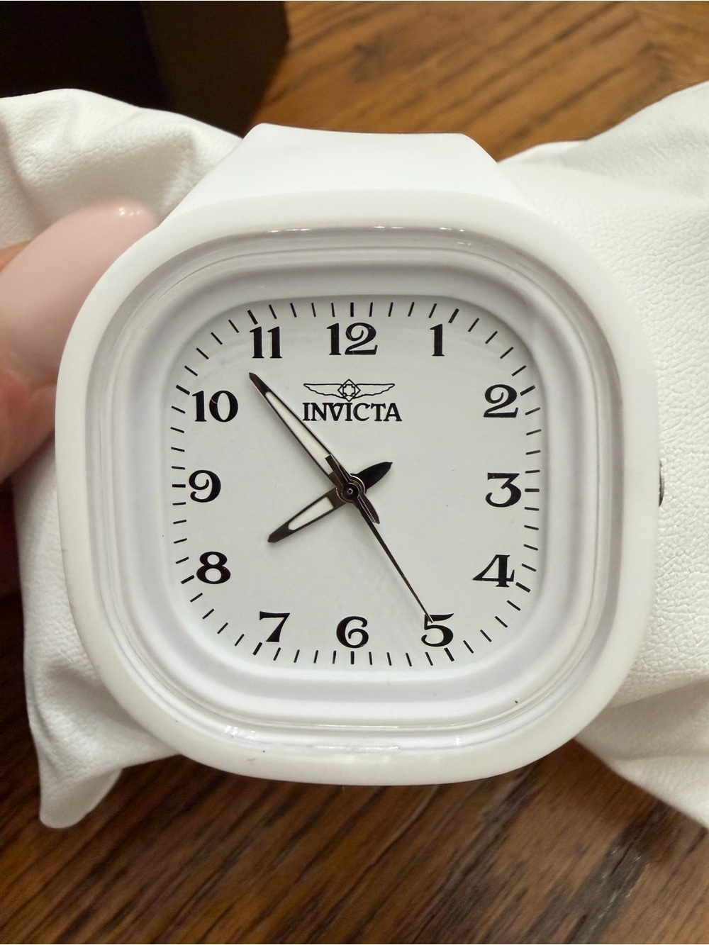 Invicta White Silicone Analog Watch - Classic Square Dial